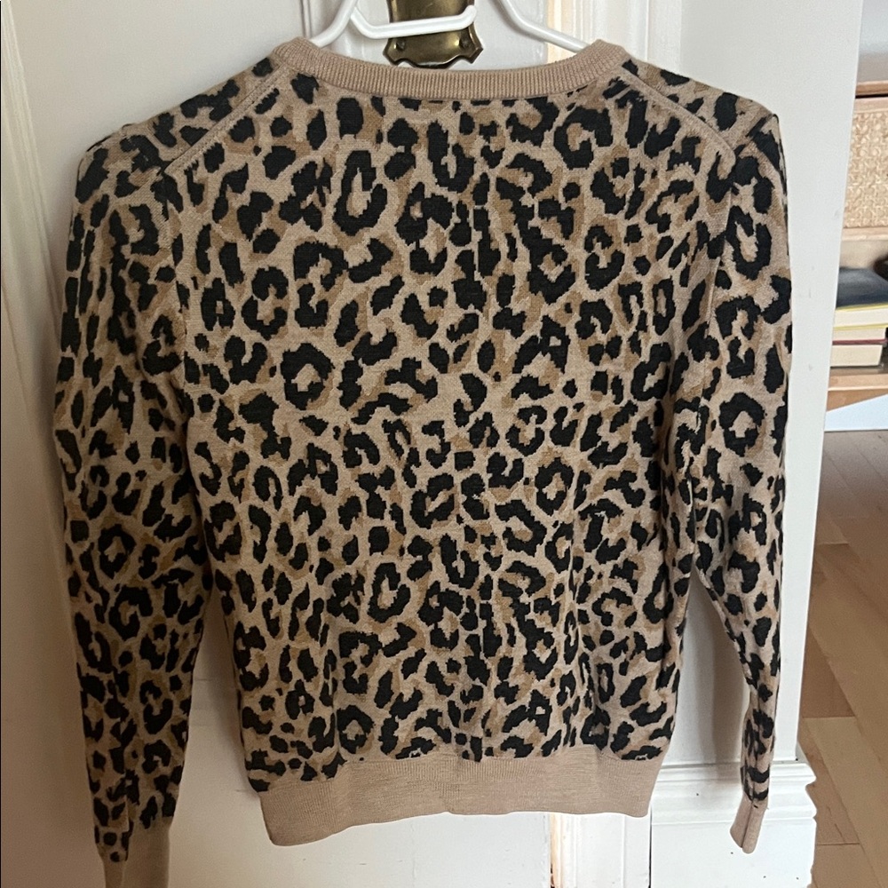 J. Crew Leopard Print Crewneck Sweater - Beige and Black - Picture 3 of 4